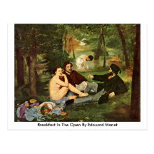 Breakfast In The Open By Edouard Manet Postcard