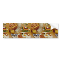 Breakfast of bacon, eggs and pitcher of milk bumper stickers