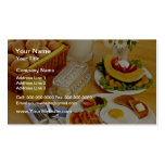 Breakfast of bacon, eggs and pitcher of milk  flow business cards