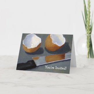 BREAKFAST PARTY: Egg shells artwork, realism card