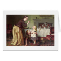 Breakfast Time - Morning Games (oil on canvas) Card