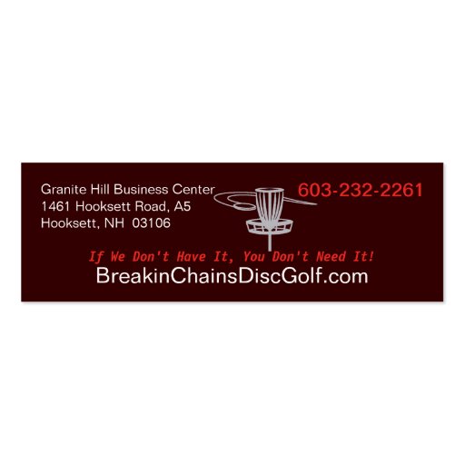 Breakin Chains Disc Golf Supplies Business Card Template (back side)