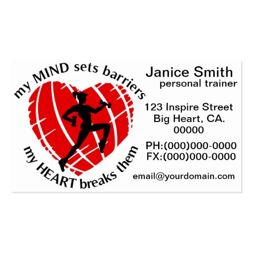 Breaking Sports Barriers Personal Trainer Business Business Card (front side)