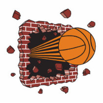 breaking through bricks basketball photo sculpture
