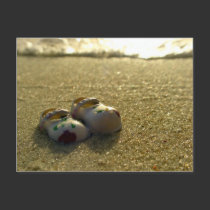 Breaktime - Doll shoes at the beach Close up postcards