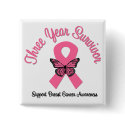 Breast Cancer 3 Year Survivor buttons