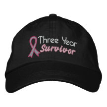 Breast Cancer 3 Year Survivor Embroidered Baseball Caps