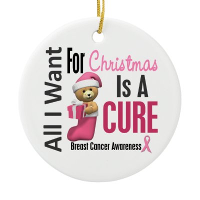 Breast Cancer All I Want For Christmas Ornaments