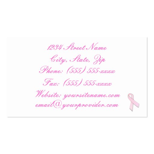 Breast Cancer Awareness (1) Business Cards (back side)