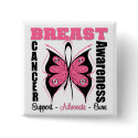 Breast Cancer Awareness Butterfly buttons