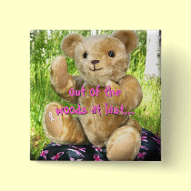 Breast Cancer Awareness Button, BC Bear, Ribbon buttons