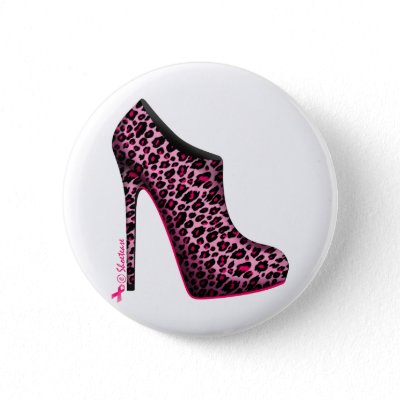 Breast Cancer Awareness Leopard Bootie Button
