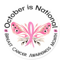 Breast Cancer Awareness Month Butterfly 3.3 stickers