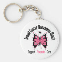 Breast Cancer Awareness Month Butterfly v2 Keychains