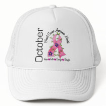 Breast Cancer Awareness Month Flower Ribbon 1 hats