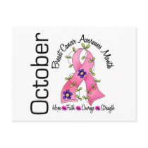 Breast Cancer Awareness Month Flower Ribbon 1 postcards by awarenessgifts Breast Cancer Awareness Month Flower Ribbon 1 postcards