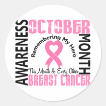 Breast Cancer Awareness Month Heart 1.4 Stickers