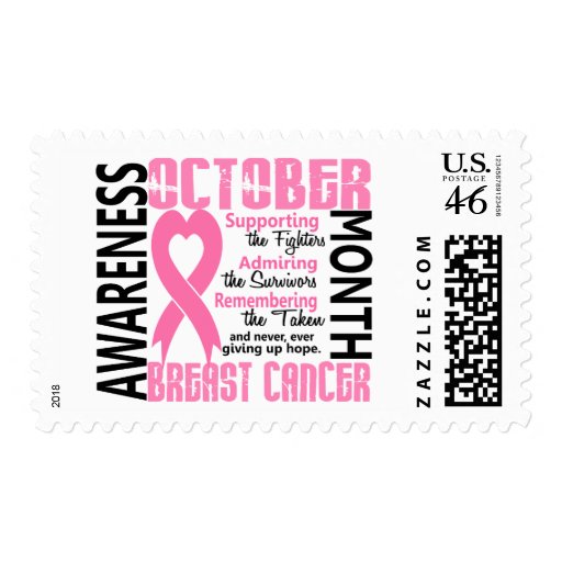 Breast Cancer Awareness Month Heart 1.5 Postage Stamps