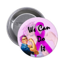 Breast Cancer Awareness Month, Rosie the Riveter Buttons
