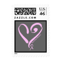 Breast Cancer Awareness, Pink Heart & Ribbon postage