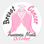 Breast Cancer Awareness - Pink Ribbon Angel Round Sticker