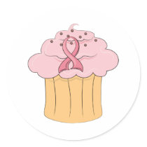 Breast Cancer Awareness pink ribbon Round Stickers