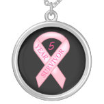 Breast Cancer Awareness - Pink Survivor Ribbon Personalized Necklace