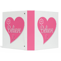 Breast Cancer Believe Heart Binder