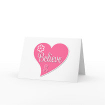 Breast Cancer Believe Pink Heart cards by cancerapparel Breast Cancer Believe Pink Heart cards