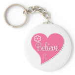 Breast Cancer Believe Pink Heart Keychains