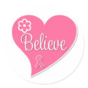 Breast Cancer Believe Pink Heart stickers by cancerapparel Breast Cancer Believe Pink Heart stickers