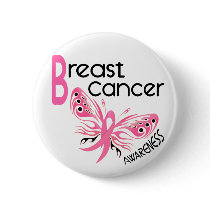 Breast Cancer BUTTERFLY 3.1 buttons by awarenessgifts Breast Cancer BUTTERFLY 3.1 buttons