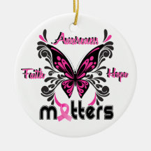 Breast Cancer Butterfly 7 Christmas Ornament