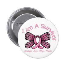Breast Cancer Butterfly I Am A Survivor Buttons