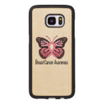 Breast Cancer Butterfly Ribbon of Hope Wood Samsung Galaxy S7 Edge Case