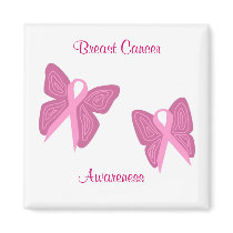 Breast cancer butterfly ribbons magnet