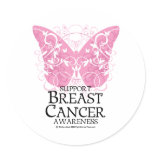 Breast Cancer Butterfly Round Stickers
