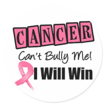 Breast Cancer Cant Bully Me I Will Win Round Stickers