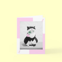 Breast Cancer Card Cat & Pink Rose; Pink Ribbons cards