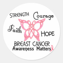 Breast Cancer Celtic Butterfly 3 Round Sticker