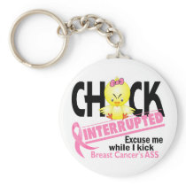 Breast Cancer Chick Interrupted 2 Keychains