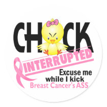 Breast Cancer Chick Interrupted 2 Stickers