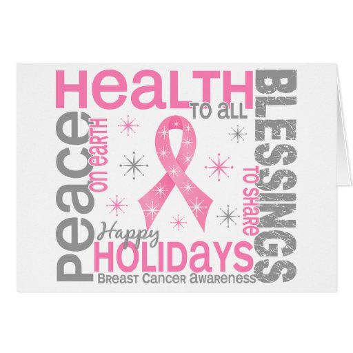 Breast Cancer Christmas 4 Holiday Snowflakes Card Zazzle