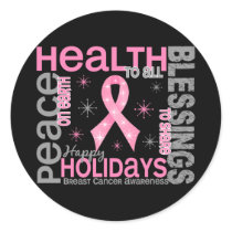 Breast Cancer Christmas 4 Holiday Snowflakes Sticker