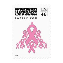 Breast  Cancer Christmas Ribbon Tree Postage