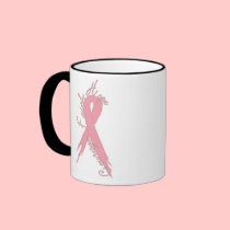 Breast Cancer Courage Faith & Hope Black Trim Mug