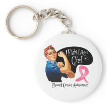 Breast Cancer Fight Like a Girl Rosie The Riveter Key Chain