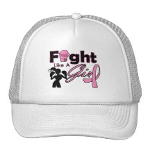 Breast Cancer Fight Like A Girl Silhouette Mesh Hat