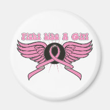 Breast Cancer Fight Like A Girl Wings Fridge Magnets