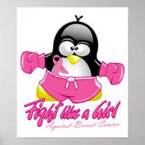 Breast Cancer Fighting Penguin Poster